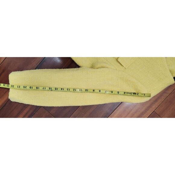J.Crew Yellow Tweed Cropped Jacket 18 Women Classic Chanel Style Button Front - Picture 11 of 14